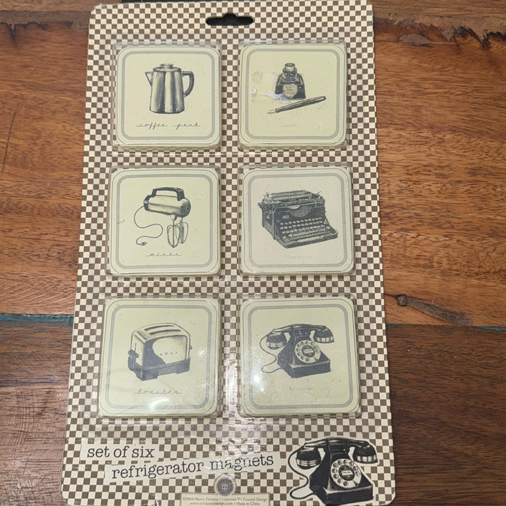 6 Refrigerator magnets, retro theme